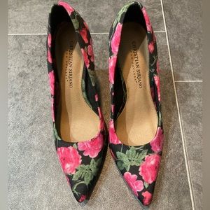 Christian Siriano Black Floral Heels